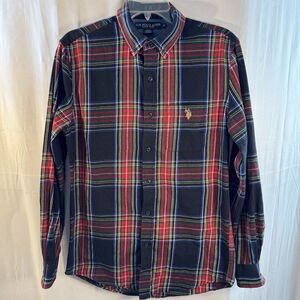 U.S. Polo Assn. Men’s Button Down Collar Shirt Small Red Blue Plaid Long Sleeve